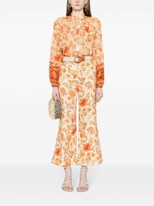 ZIMMERMANN Junie floral-print linen trousers - Oranje