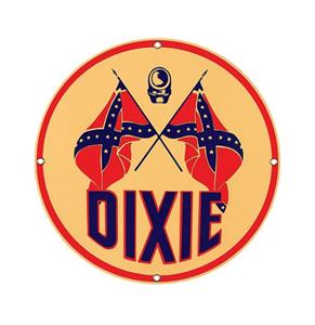 Fiftiesstore Dixie Gasoline Man Logo Emaille Bord