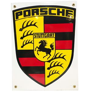Fiftiesstore Porsche Logo Emaille Bord 30,5 x 23 cm