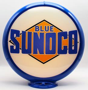 Fiftiesstore Blue Sunoco Pre 1941 Black Diamond Benzinepomp Bol - Glazen Lenzen