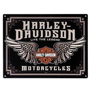 Fiftiesstore Harley-Davidson Winged Bar & Shield Tinnen Bord Met Reliëf - 30 x 40 cm