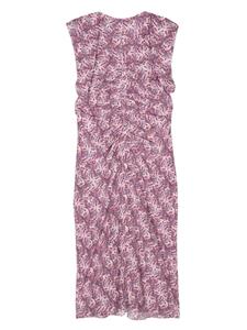 ISABEL MARANT Gilya gathered geometric-print dress - Paars