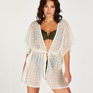 Hunkemöller Lace Kaftan Kimono, Kleur: Off Wit