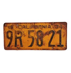 Fiftiesstore California Kentekenplaat - 1934 - Origineel