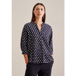 seidensticker Klassieke blouse Zwarte roos 3/4-mouwen kraag stippen