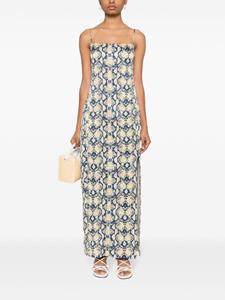 GANNI Jurk met slangenprint - Beige