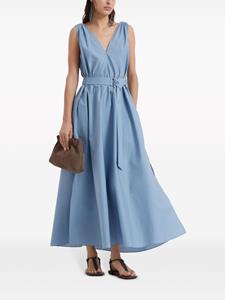 Brunello Cucinelli belted sleeveless flared dress - Blauw