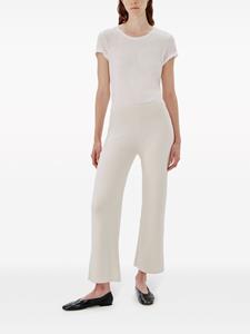 Another Tomorrow Ribgebreide cropped broek - Beige