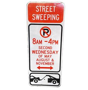 Fiftiesstore Street Sweeping Wednesdays - Original American Street Sign - 76 x 30,5cm
