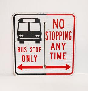Fiftiesstore Bus Stop Only - Origineel Amerikaans Verkeersbord - 46 x 46 cm