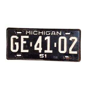 Fiftiesstore Michigan Kentekenplaat - 1951 - Origineel Amerikaans