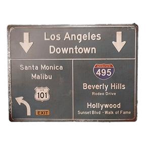 Fiftiesstore Los Angeles Highway Metalen Bord - 58 x 43 cm