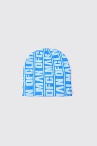 Boohoo Ofcl Man Tonal Graphic Beanie, Blue