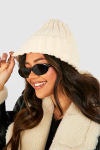 Boohoo Rib Knit Beanie, Nude