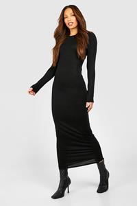 Boohoo Tall Basic Long Sleeve Midaxi Dress, Black