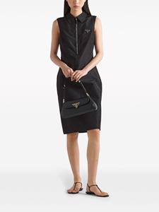 Prada triangle-logo faille sleeveless dress - Zwart