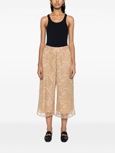 TWINSET lace-overlay cropped trousers - Beige