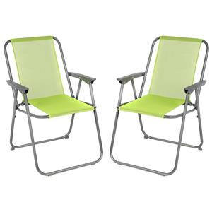 Sunnydays camping/strand stoel - 2x - aluminium - inklapbaar - groen - L53 x B55 x H75 cm -