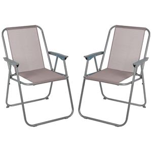 Sunnydays camping/strand stoel - 4x - aluminium - inklapbaar - beige - L53 x B55 x H75 cm -