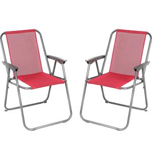 Sunnydays camping/strand stoel - 4x - aluminium - inklapbaar - roze - L53 x B55 x H75 cm -
