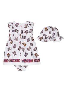 Moschino Kids Jurk met teddybeerprint - Wit