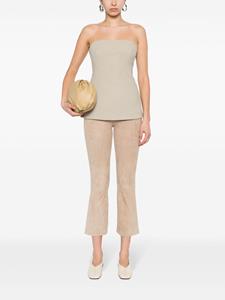 Arma Flared cropped leren broek - Beige