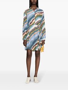 PS Paul Smith Torn Stripe crepe-texture dress - Blauw