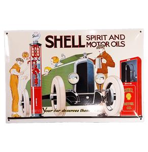 Fiftiesstore Shell Spirit And Motor Oils Emaille Bord - 52 x 35cm