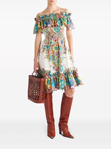 ETRO Off-shoulder jurk met bloemenprint - Wit