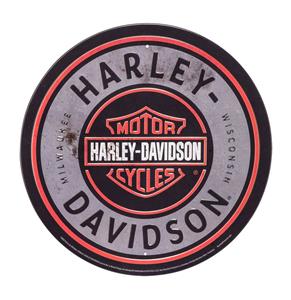 Fiftiesstore Harley-Davidson Bar & Shield Tinnen Bord Met Reliëf - 30 cm ø
