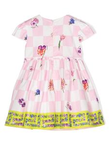 Versace Kids checked flared dress - Roze