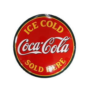 Fiftiesstore Coca-Cola Ice Cold Sold Here Emaille Bord- Ø40cm