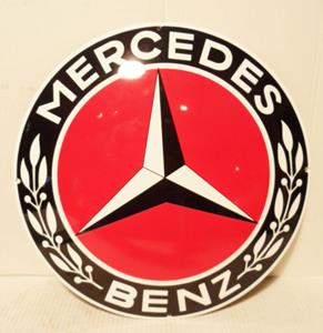 Fiftiesstore Mercedes Benz Logo Emaille Bord 41 cm
