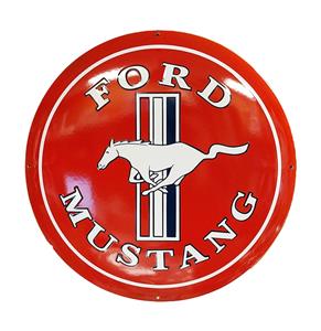 Fiftiesstore Ford Mustang Logo Rood Emaille Bord - Ø50cm