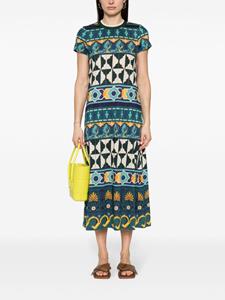 La DoubleJ geometric-pattern cotton dress - Groen