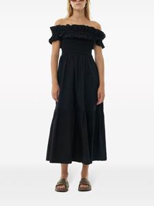 GANNI Cotton Poplin Long Smock Dress - Zwart