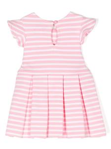 Ralph Lauren Kids Gestreepte geplooide jurk van katoenblend - Roze