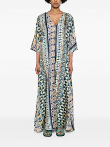 La DoubleJ Muumuu geometric silk dress - Beige