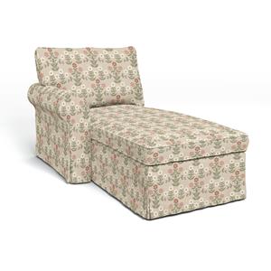 Bemz IKEA - Hoes voor chaise longue Ektorp met armleuning links, Sippor Pink /White,  X Boråstapeter Collection