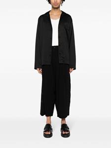Yohji Yamamoto graphic-print cropped velvet trousers - Zwart