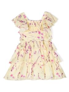Miss Blumarine floral-print ruffled dress - Geel