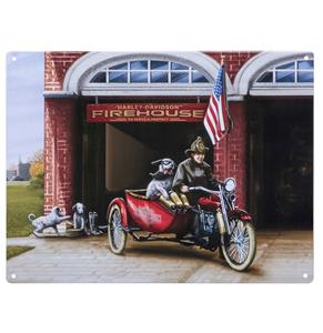 Fiftiesstore Harley-Davidson Firehouse Dogs Metalen Bord - 40 x 30 cm