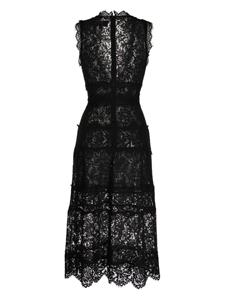 Cynthia Rowley panelled floral-lace flared dress - Zwart