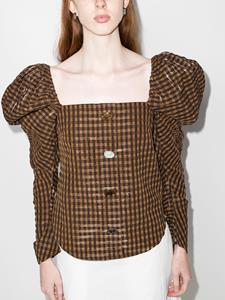 Rejina Pyo Geruite blouse - Bruin