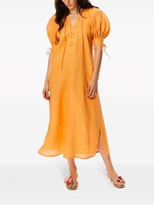 Sleeper Garden linnen jurk met pofmouwen - Oranje