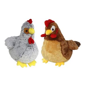 Gerimport Pluche kip en haan knuffel - 2x - 20 cm - boederijdieren kippen knuffels -