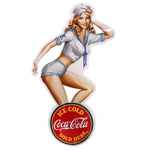 Fiftiesstore Coca-Cola Pin-Up Emaille Bord - 73 x 39cm