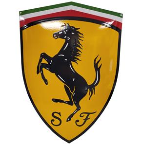 Fiftiesstore Ferrari Logo Emaille Bord - 65 x 46 cm