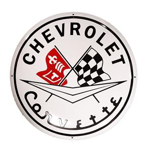 Fiftiesstore Chevrolet Corvette Logo Emaille Bord- Ø60cm