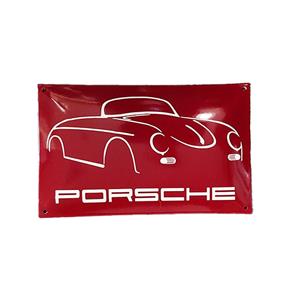 Fiftiesstore Porsche Logo Rood Emaille Bord - 40 x 25cm